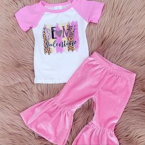 Be My Valentine Velour Bell Bottom Set